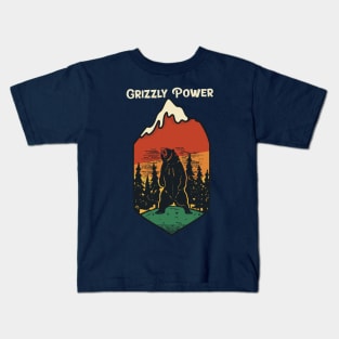 Grizzly Power / Retro Design / Vintage Design Kids T-Shirt